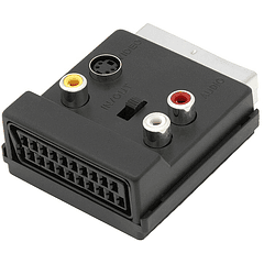 Ficha Adaptadora SCART Macho -> 3 RCA Femea + Mini DIN + SCART Femea