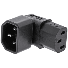 Ficha Alimentação Adaptadora Tripolar 90º Macho (IEC-320-C14) - Fêmea (IEC-320-C13)