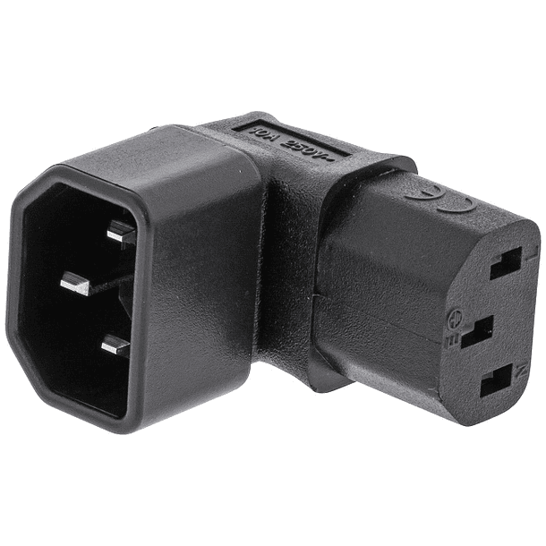 Ficha Alimentação Adaptadora Tripolar 90º Macho (IEC-320-C14) - Fêmea (IEC-320-C13) 1