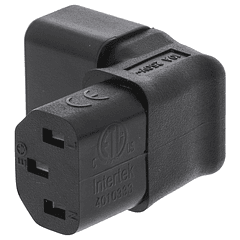 Ficha Alimentação Adaptadora Tripolar 90º Macho (IEC-320-C14) - Fêmea (IEC-320-C13)