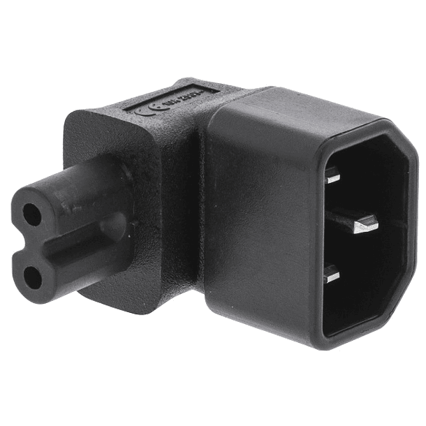 Ficha Alimentação Adaptadora 90/270º Tripolar Macho (IEC-320-C14) - Ficha Tipo 8 Macho (IEC-320-C7) 1