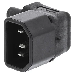 Ficha Alimentação Adaptadora 90/270º Tripolar Macho (IEC-320-C14) - Ficha Tipo 8 Macho (IEC-320-C7)