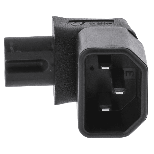 Ficha Alimentação Adaptadora 90/270º Tripolar Macho (IEC-320-C14) - Ficha Tipo 8 Macho (IEC-320-C7) 3