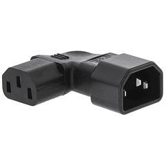 Ficha Alimentação Adaptadora Tripolar 90º Macho (IEC-320-C14) - Fêmea (IEC-320-C13)