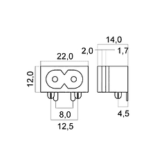 Ficha C.I. Femea Tipo 8 (IEC-C8) 2,5A 250V