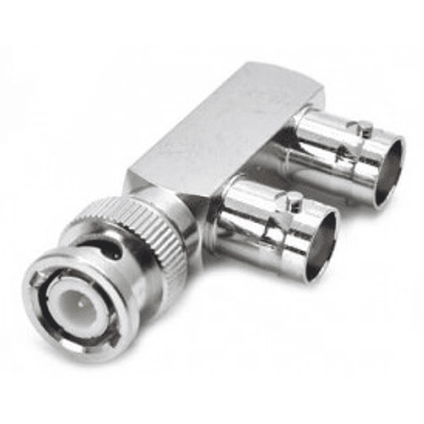 Ficha Adaptadora BNC Macho -> 2x BNC Femea 