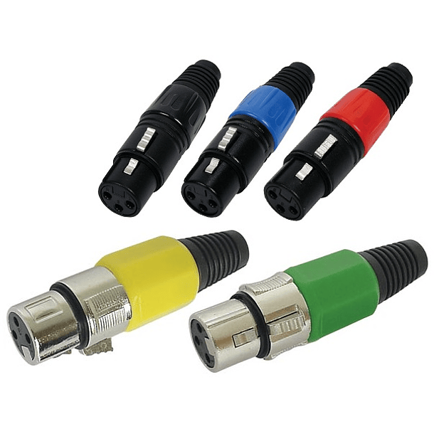 Ficha Canon Metálica 3 Pinos Fêmea (Coloridas) 