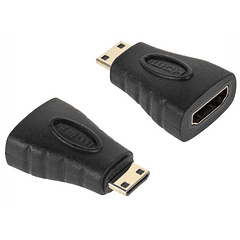 Ficha Adaptadora HDMI Fêmea - Mini HDMI Macho Dourado