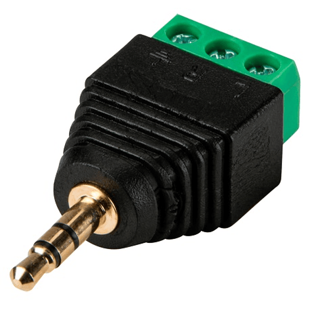 Ficha Jack 3,5mm Macho Stereo c/ 3 Terminais Parafuso 