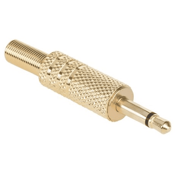 Ficha Jack Metálica 3,5mm Mono Dourada 