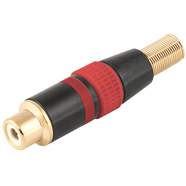 Ficha RCA Metálica Femea c/ Anel Vermelho 