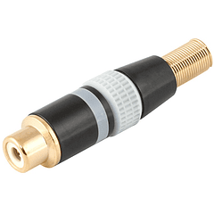 Ficha RCA Metálica Femea c/ Anel Branco