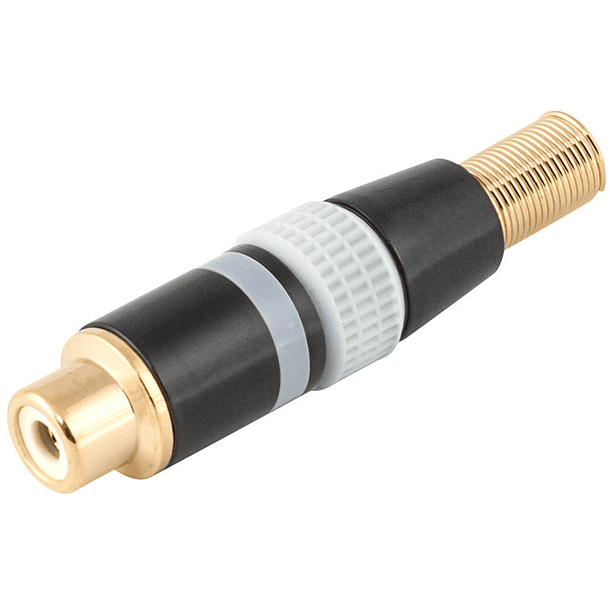 Ficha RCA Metálica Femea c/ Anel Branco 