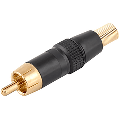 Ficha RCA Metálica Macho c/ Anel Preto