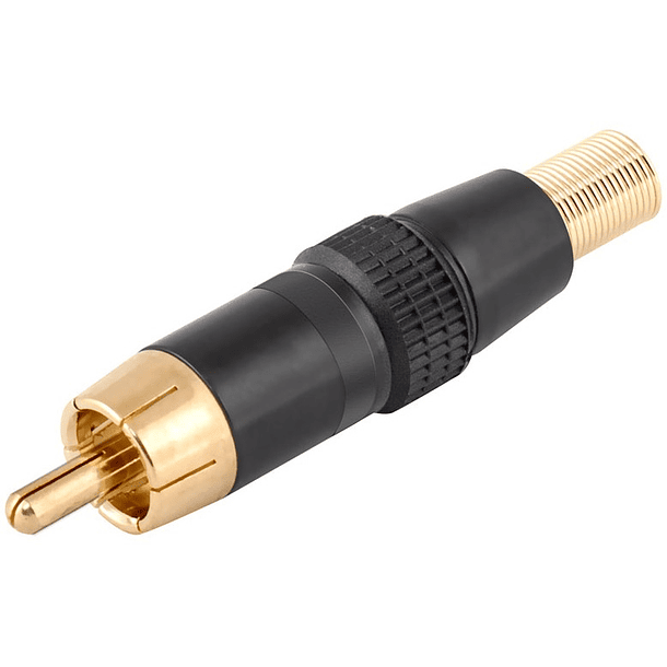 Ficha RCA Metálica Macho c/ Anel Preto 
