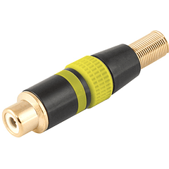 Ficha RCA Metálica Femea c/ Anel Amarelo