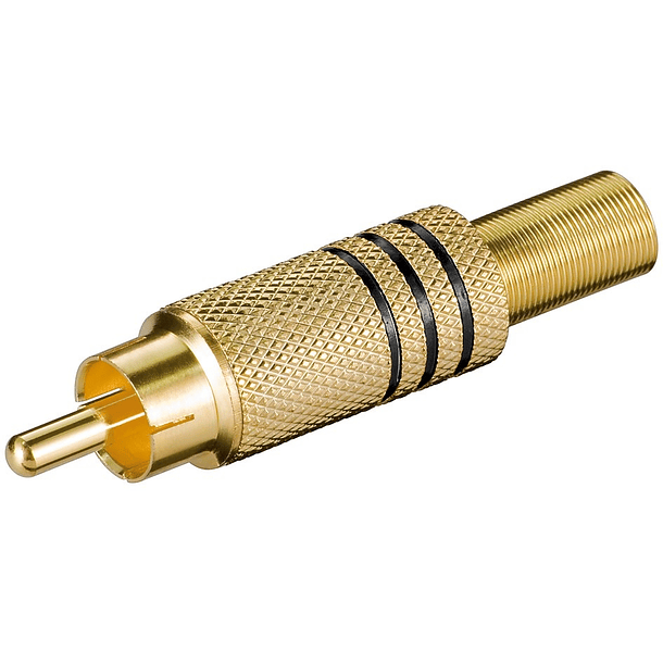Ficha RCA Macho Metálica Dourada (Cabo ø 7mm) 1