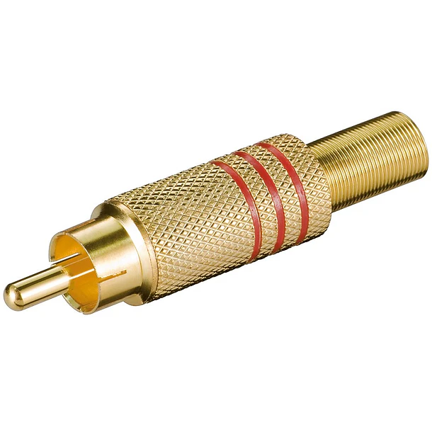 Ficha RCA Macho Metálica Dourada (Cabo ø 7mm) 2