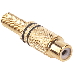 Ficha RCA Fêmea Banho de Ouro (Cabo Ø0,6mm) - Preto
