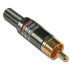 Ficha RCA Metálica Macho c/ Anel Vermelho