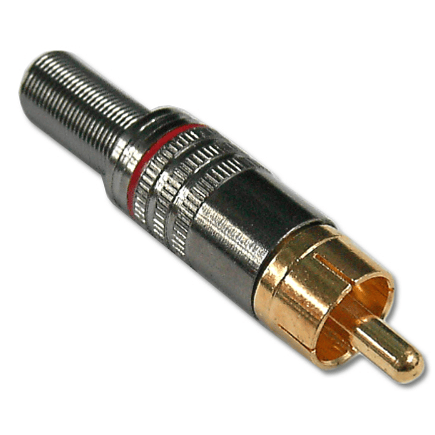 Ficha RCA Metálica Macho c/ Anel Vermelho 