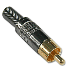 Ficha RCA Metálica Macho c/ Anel Branco