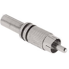 Ficha RCA Macho Metálica c/ Anel Preto