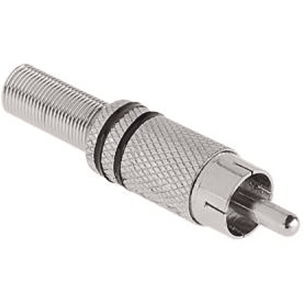 Ficha RCA Macho Metálica c/ Anel Preto 