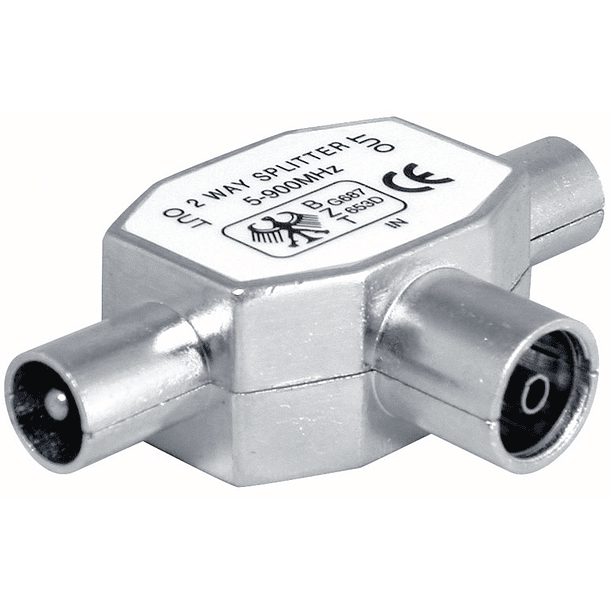 Ficha Tripla TV Metálica 1 Femea -> 2 Machos 