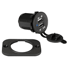 Ficha USB Tipo A Fêmea Dupla p/ Painel (12-24 VDC IN, 5V OUT) - PEIYING 2