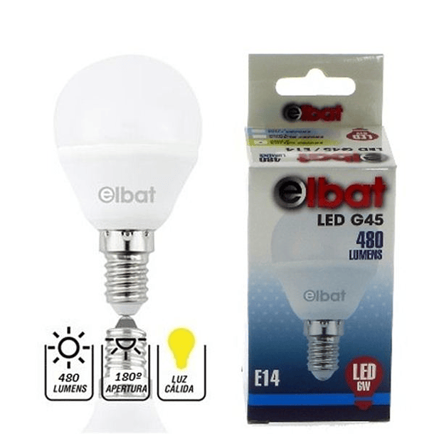 Lâmpada LED G45 6W 480LM E14 6500K - ELBAT 