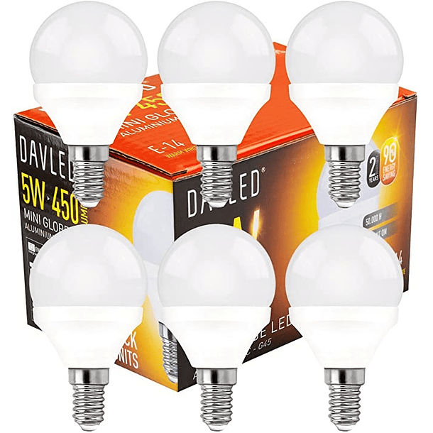 Pack 6x Lampadas LED 220V E14 5W Branco Q. 3000K 450Lm 