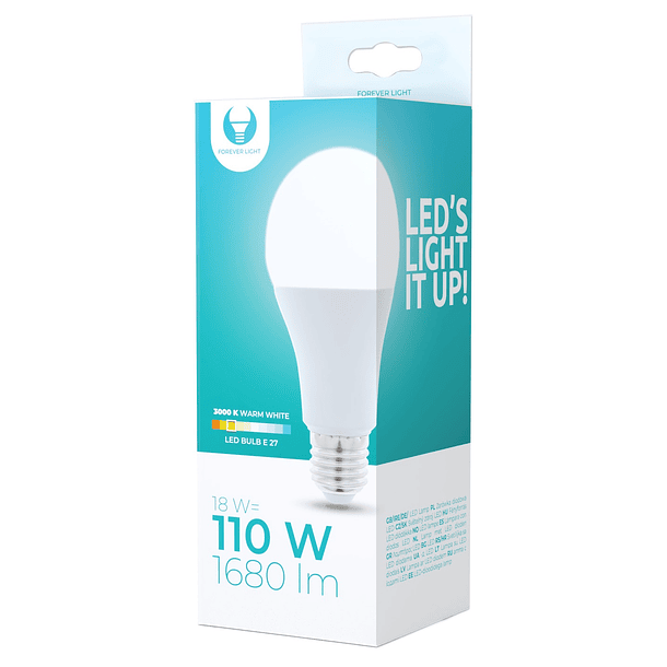 Lampada LED E27 A65 220V 18W Branco Q. 3000K 1680Lm 
