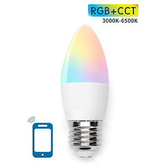 Lampada Smart LED E27 C37 220V 7W RGB + Branco 3000K ~ 6500K Wi-Fi