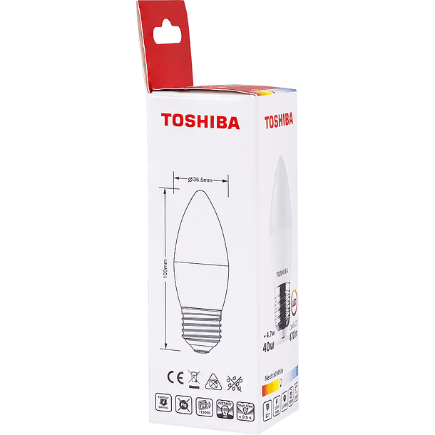Lâmpada LED E27 C37 4,7W 4000K 470Lm - TOSHIBA 2
