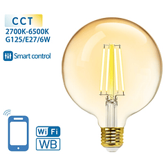 Lâmpada LED Inteligente E27 G125 Filamento Smart Wi-Fi 220V 6W 2700K ~ 6500K 806Lm (Âmbar)