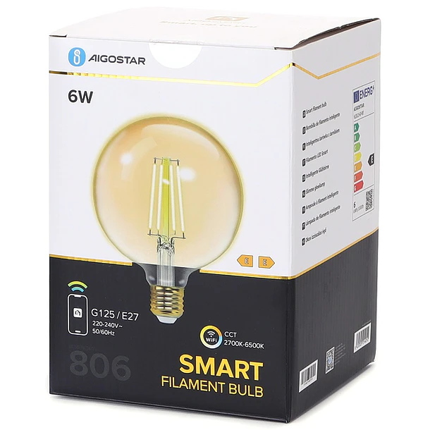 Lâmpada LED Inteligente E27 G125 Filamento Smart Wi-Fi 220V 6W 2700K ~ 6500K 806Lm (Âmbar) 3