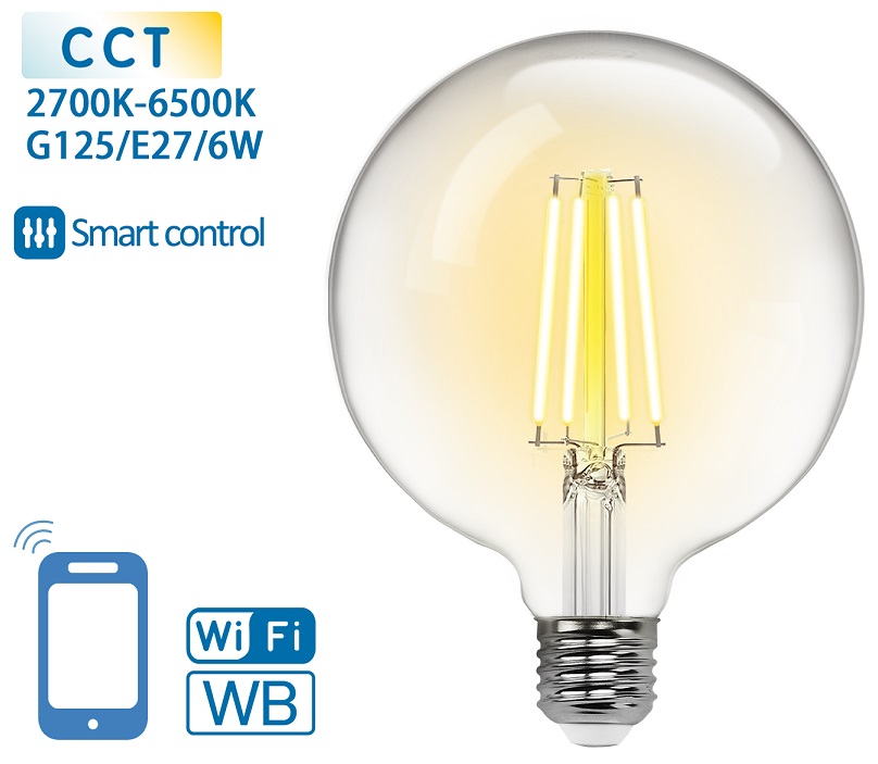 Lâmpada LED Inteligente E27 G125 Filamento Smart Wi-Fi 22...