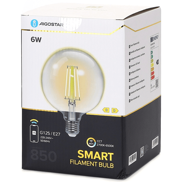 Lâmpada LED Inteligente E27 G125 Filamento Smart Wi-Fi 220V 6W 2700K ~ 6500K 850Lm (Transparente) 3