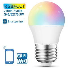 Lâmpada LED Inteligente E27 G45 Smart Wi-Fi 220V 6,5W RGB + 2700K ~ 6500K 555Lm