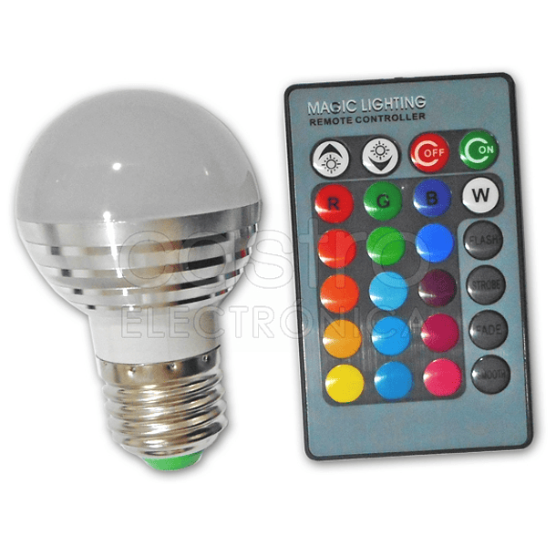 Lampada LED G45 220V E27 RGB 3W c/ Comando 