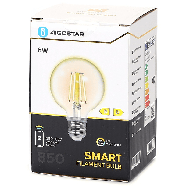 Lâmpada LED Inteligente E27 G80 Filamento Smart Wi-Fi 220V 6W 2700K ~ 6500K 850Lm (Transparente) 3