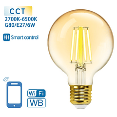 Lâmpada LED Inteligente E27 G80 Filamento Smart Wi-Fi 220V 6W 2700K ~ 6500K 806Lm (Âmbar)