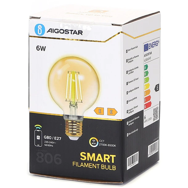 Lâmpada LED Inteligente E27 G80 Filamento Smart Wi-Fi 220V 6W 2700K ~ 6500K 806Lm (Âmbar) 3