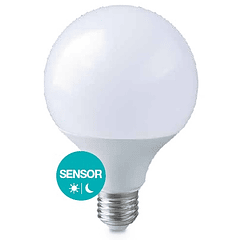 Lampada LED E27 G95 220V 12W Branco Q. 3000K 1155Lm c/ Sensor Crepuscular - GSC