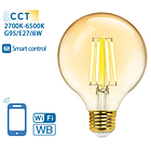 Lâmpada LED Inteligente E27 G95 Filamento Smart Wi-Fi 220V 6W 2700K ~ 6500K 806Lm (Âmbar) 1
