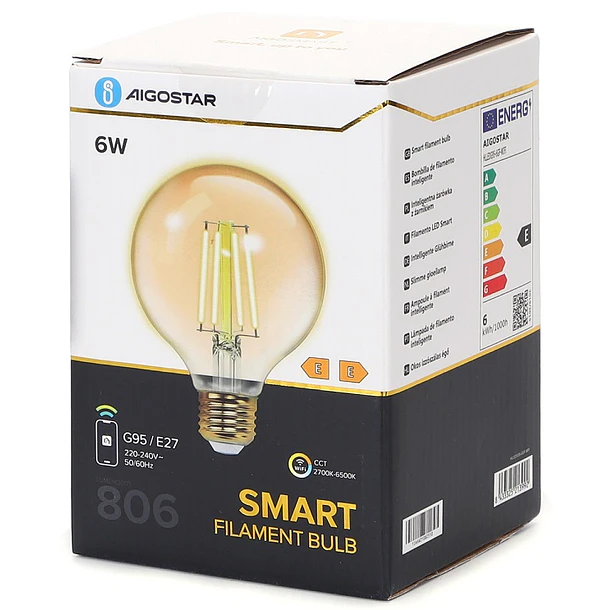 Lâmpada LED Inteligente E27 G95 Filamento Smart Wi-Fi 220V 6W 2700K ~ 6500K 806Lm (Âmbar) 3