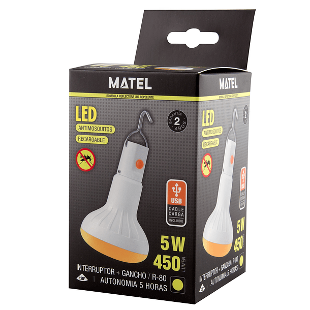 Lampada Anti-Mosquitos USB Recarregável 5W (Amarelo) - MATEL 2
