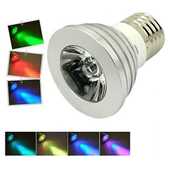 Lampada LED Aluminio Fôsca 220V E27 1x3W RGB 60º c/ Comando