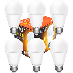 Pack 6x Lampadas LED 220V E27 10W Branco Q. 3000K 950Lm
